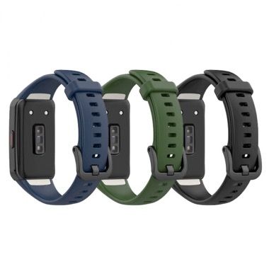 Set 3 curele sport silicon pentru Huawei Band 6 si Honor Band 6, negru, albastru, verde 2