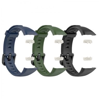 Set 3 curele sport silicon pentru Huawei Band 6 si Honor Band 6, negru, albastru, verde 3