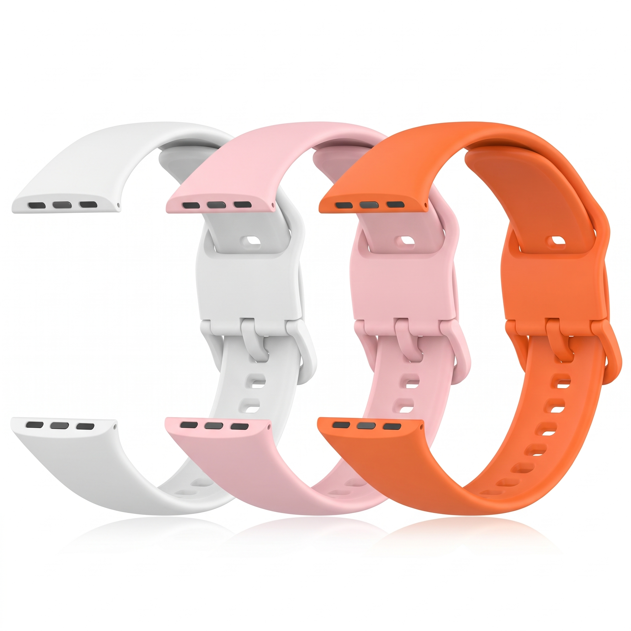 Set 3 curele sport silicon pentru Huawei Band 7, alb, roz, portocaliu