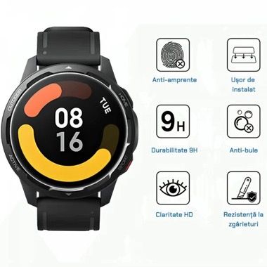 Set 3 folii de protectie din sticla securizata pentru Xiaomi Watch S1 Active, transparente 4