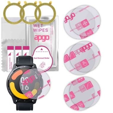 Set 3 folii de protectie din sticla securizata pentru Xiaomi Watch S1 Active, transparente 6