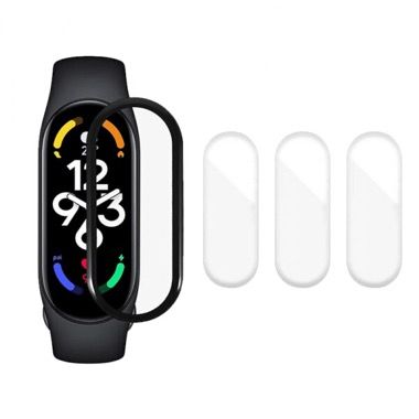 Set 3 folii hidrogel si folie curbata 3D pentru Xiaomi Mi Band 7, transparent si negru 4