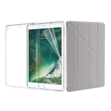 Set 3 in 1 husa carte, husa silicon si folie ecran pentru iPad Pro 10.5 si Air 3, gri 6