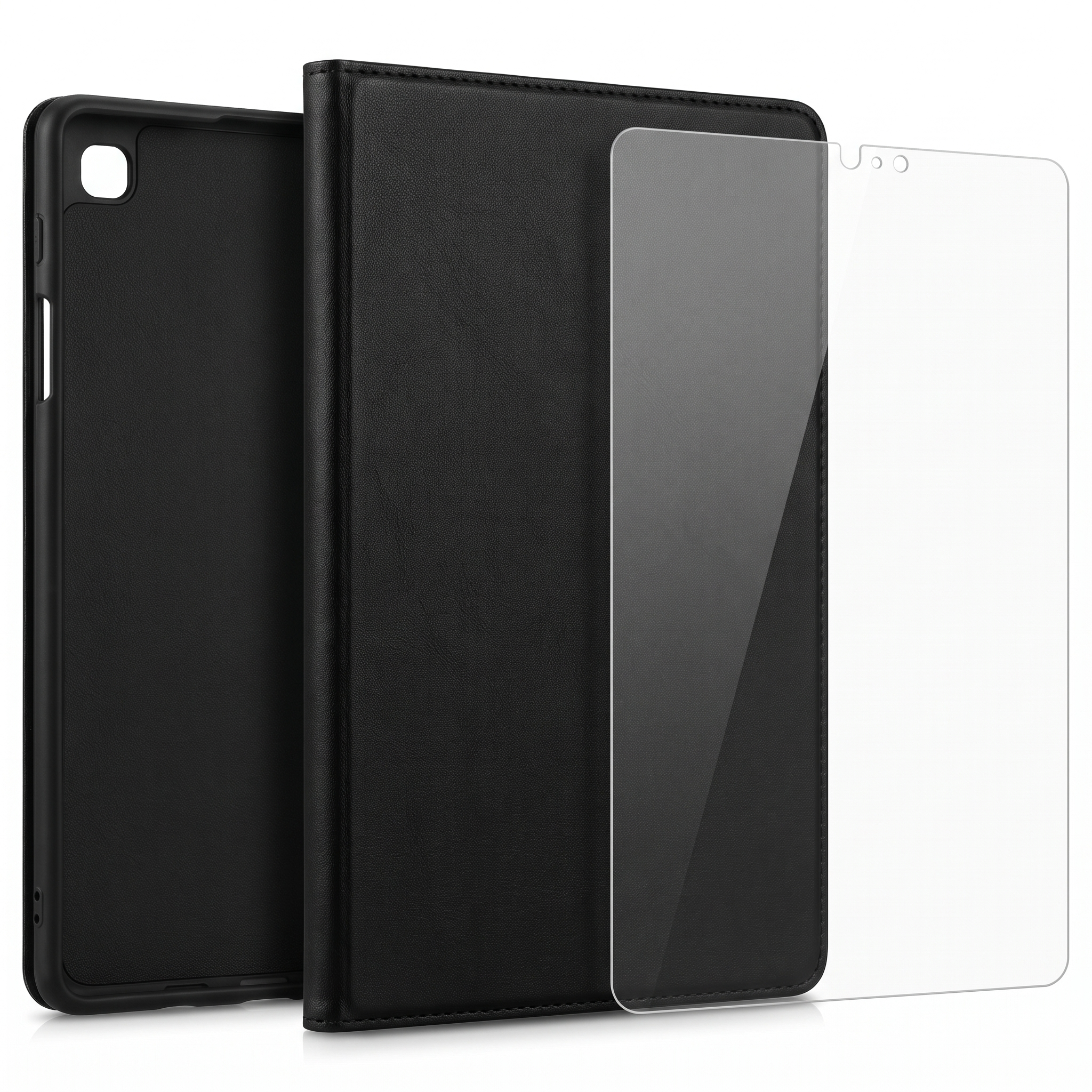 Set 3 in 1 pentru Samsung Galaxy Tab A8 10.5, husa carte, husa silicon si folie ecran, negru