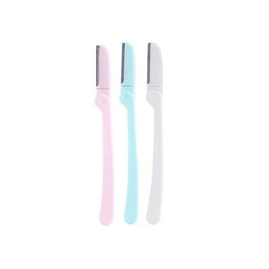 Set 3 lame trimmer pliabile 33 mm pentru sprancene, barba si mustata, alb, roz, turcoaz