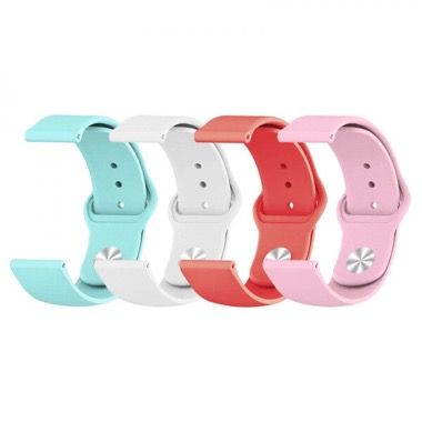 Set 4 curele silicon 18 mm pentru Xiaomi Mi Watch, Garmin Venu 2S, Huawei, Honor, Nokia, alb, roz, rosu, turcoaz 6
