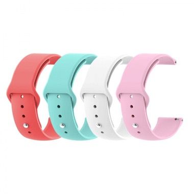 Set 4 curele silicon 18 mm pentru Xiaomi Mi Watch, Garmin Venu 2S, Huawei, Honor, Nokia, alb, roz, rosu, turcoaz 7