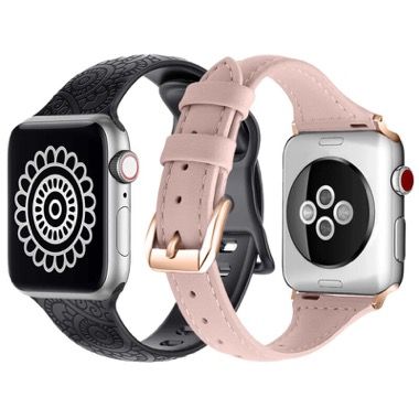 Set 4 curele silicon pentru Apple Watch 38/40/41 mm, negru, alb, verde, mov inchis 4