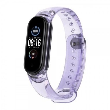 Set 4 curele silicon pentru Xiaomi Mi Band 7, culoare foto-sensibila, roz verde transparent-mov crem 4