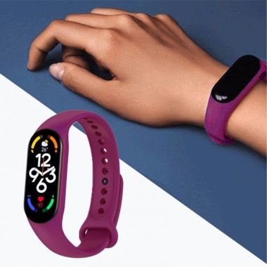 Set curea silicon si 2 folii hidrogel pentru Xiaomi Mi Band 7, mov 5