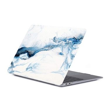 Set protectie 2 in 1 pentru MacBook Air 13.3 inch A1932, A2179 si A2337, carcasa si folie ecran, model marmura albastru alb 2