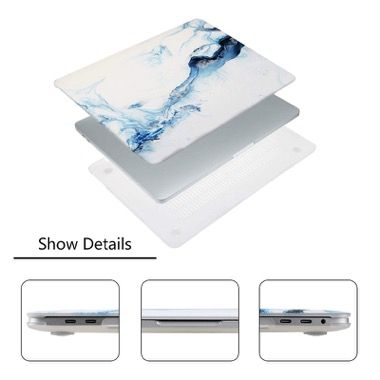 Set protectie 2 in 1 pentru MacBook Air 13.3 inch A1932, A2179 si A2337, carcasa si folie ecran, model marmura albastru alb 5