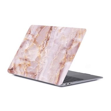 Set protectie 2 in 1 pentru MacBook Air 13.3 inch A1932, carcasa si folie ecran, model marmura rose gold 2