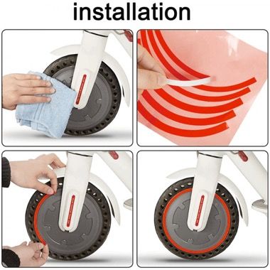 Set stickere reflectorizante cercuri roti trotineta Xiaomi M365, Pro, Pro2, 1S, Mi 3, rosu 4