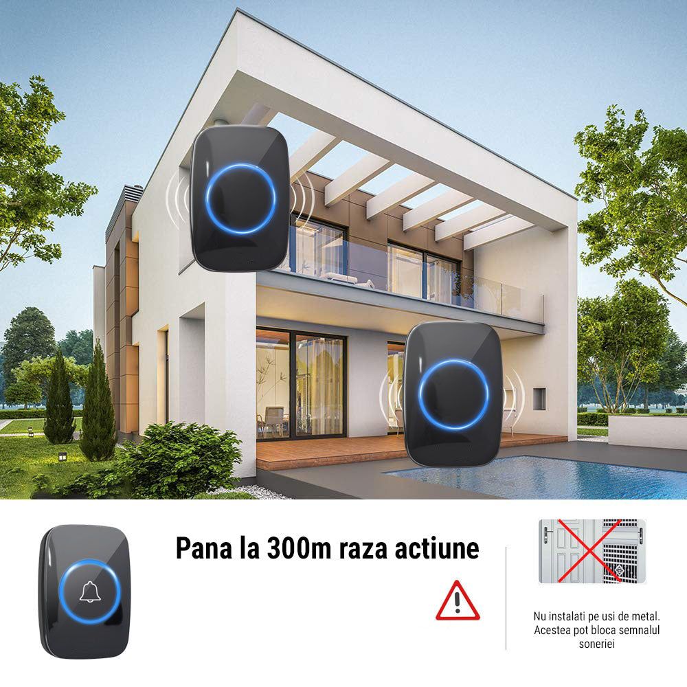 Sonerie fără fir Wireless Techstar, 300m | 60 Melodii 8