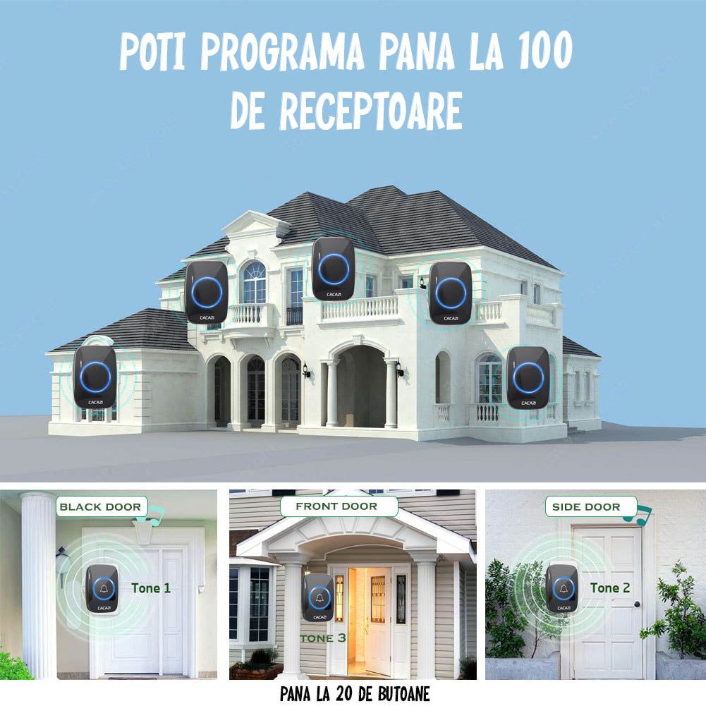 Sonerie fără fir Wireless Techstar, 300m | 60 Melodii 10