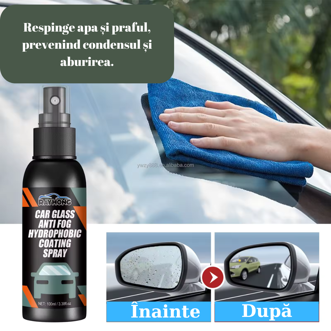 Spray Hidrofob si Anti-Ceata pentru Geamuri Auto cu Laveta Cadou 2