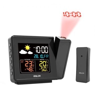 Statie meteo cu proiector, ceas si senzor extern, semnal radio, negru