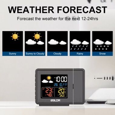 Statie meteo cu proiector, ceas si senzor extern, semnal radio, negru 2