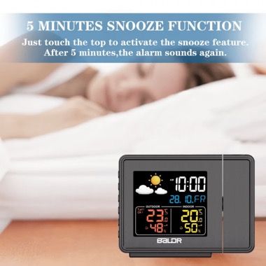 Statie meteo cu proiector, ceas si senzor extern, semnal radio, negru 4