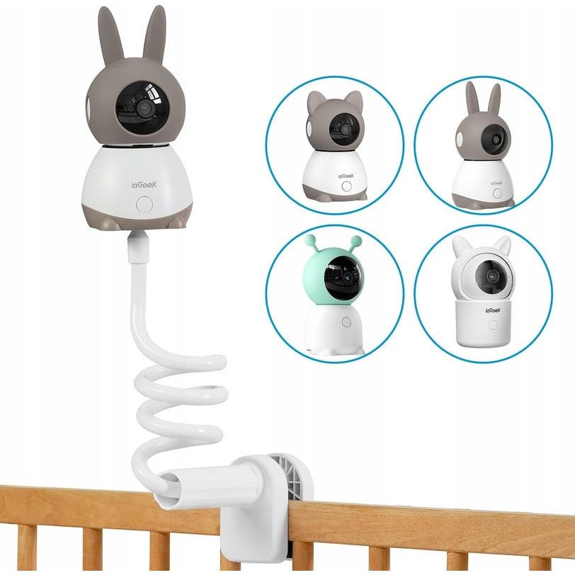 Suport flexibil pentru baby monitor si camera bebelus, prindere cu surub 1/4, alb