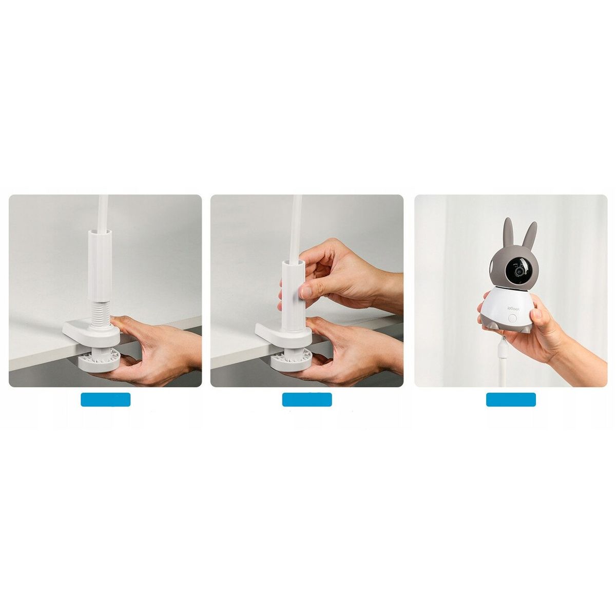 Suport flexibil pentru baby monitor si camera bebelus, prindere cu surub 1/4, alb 4