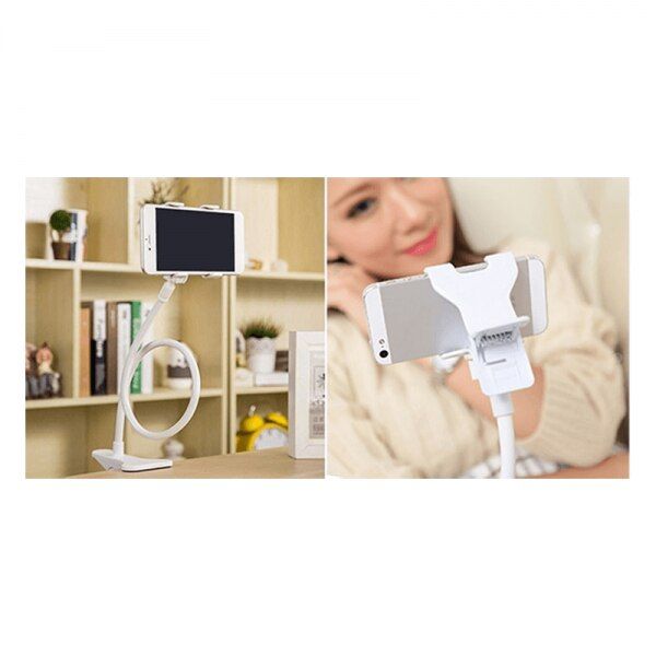 Suport flexibil pentru telefon, rotatie 360 grade, cu clips de birou, negru 4