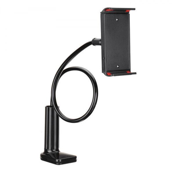 Suport flexibil pentru telefon si tableta 10.5 inch, rotatie 360 grade, cu clips, negru 4