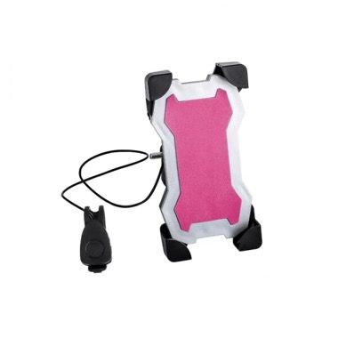 Suport telefon cu claxon fixare ghidon rotire 360 trotineta, bicicleta, carucior, roz