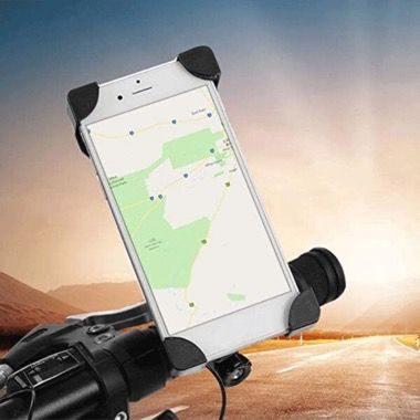 Suport telefon cu claxon fixare ghidon rotire 360 trotineta, bicicleta, carucior, roz 2