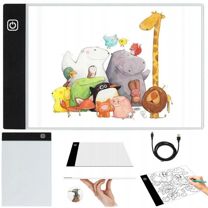Tableta LED A4 pentru desenat si copiat, 3 niveluri de lumina, incarcare micro USB, negru 3