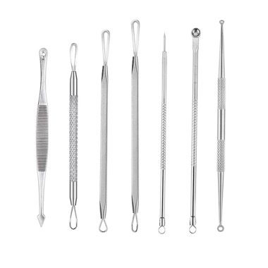 Trusa 9 instrumente din inox pentru puncte negre si comedoane, cu pouch, negru