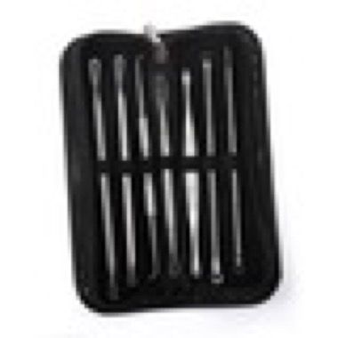Trusa 9 instrumente din inox pentru puncte negre si comedoane, cu pouch, negru 3