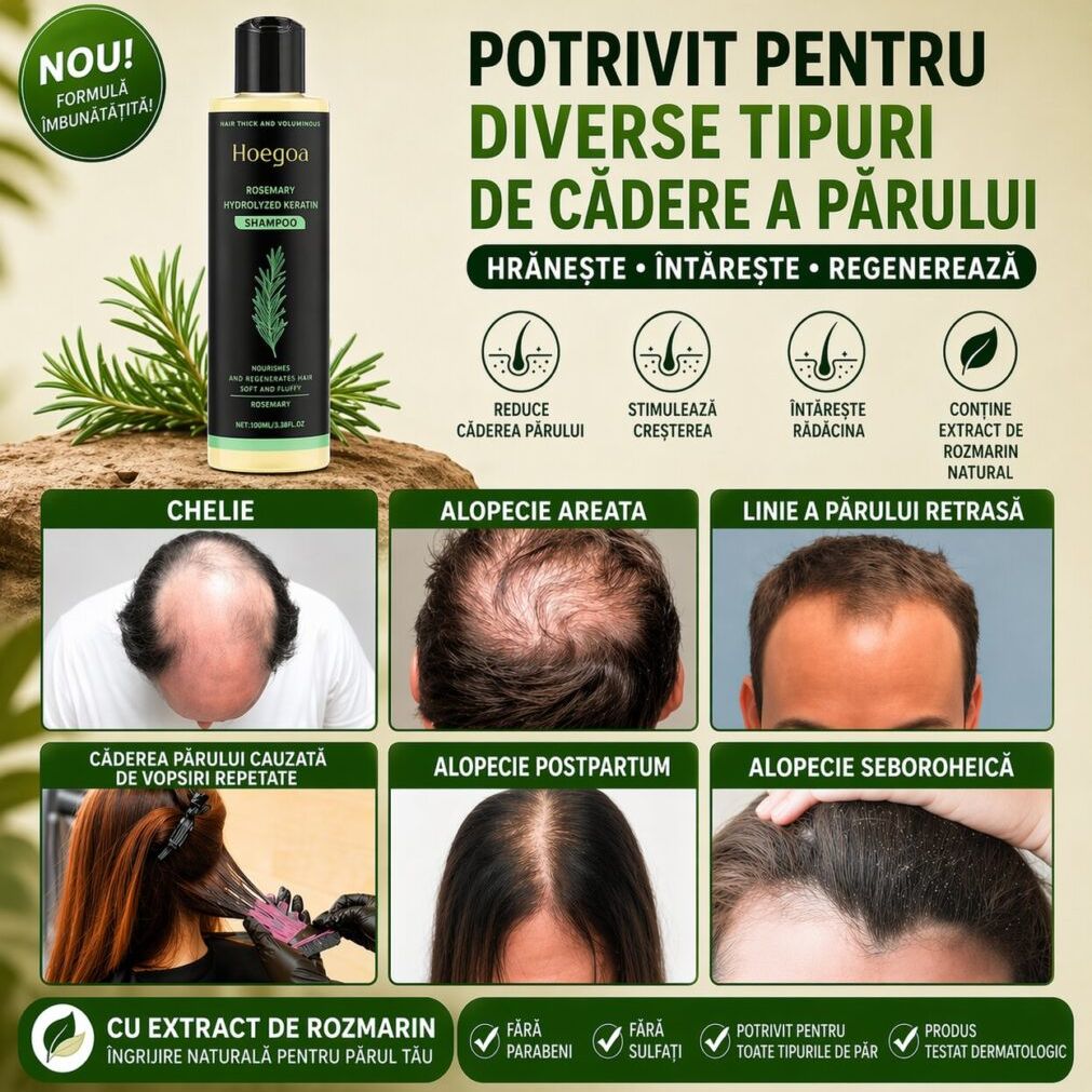 Ingrijirea parului fragil cu sampon cu keratina si rozmarin