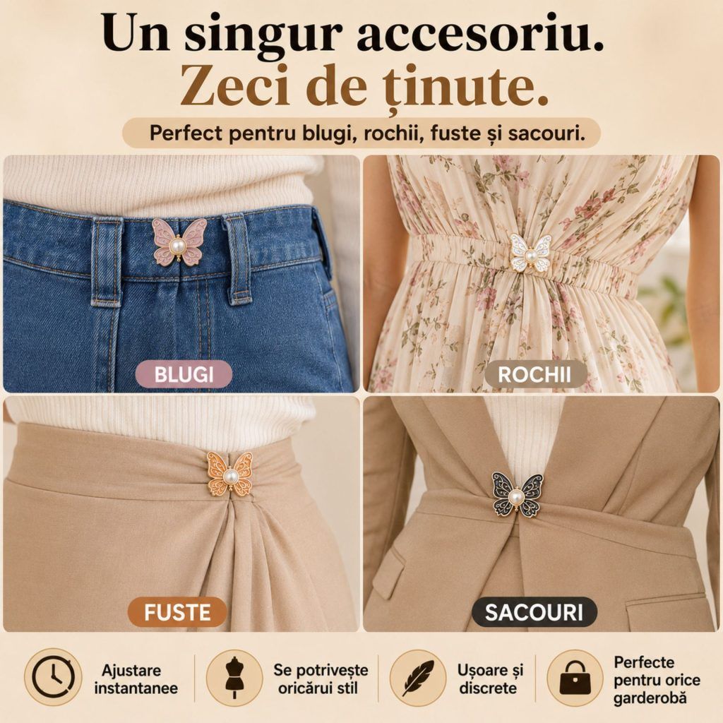 Set 8 Cleme Fluture pentru Ajustarea Taliei Hainelor 5