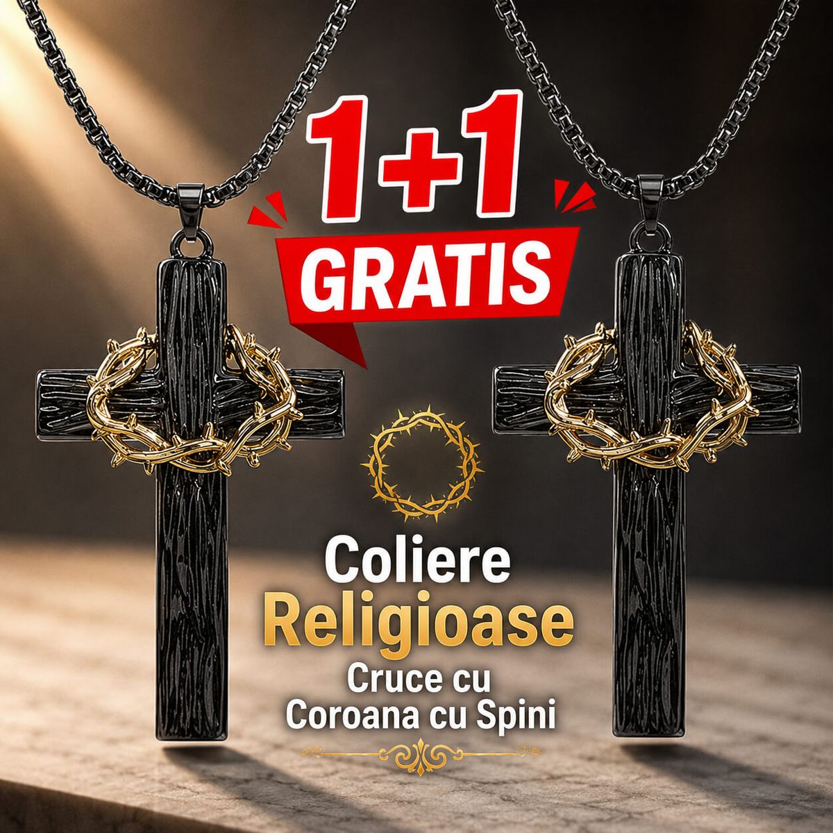 1+1 GRATIS Coliere Religioase Cruce cu Coroana cu Spini 2
