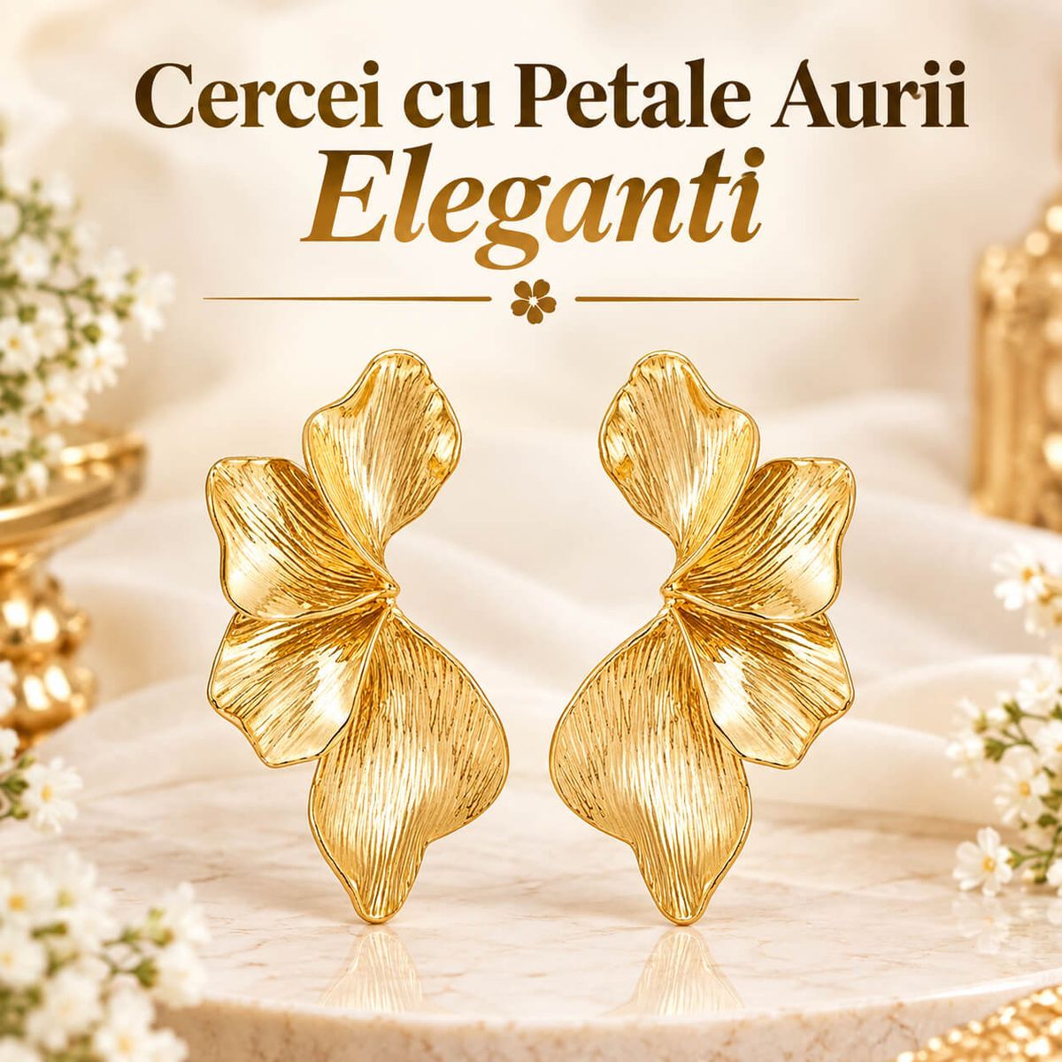 Cercei cu Petale Aurii Eleganti 2