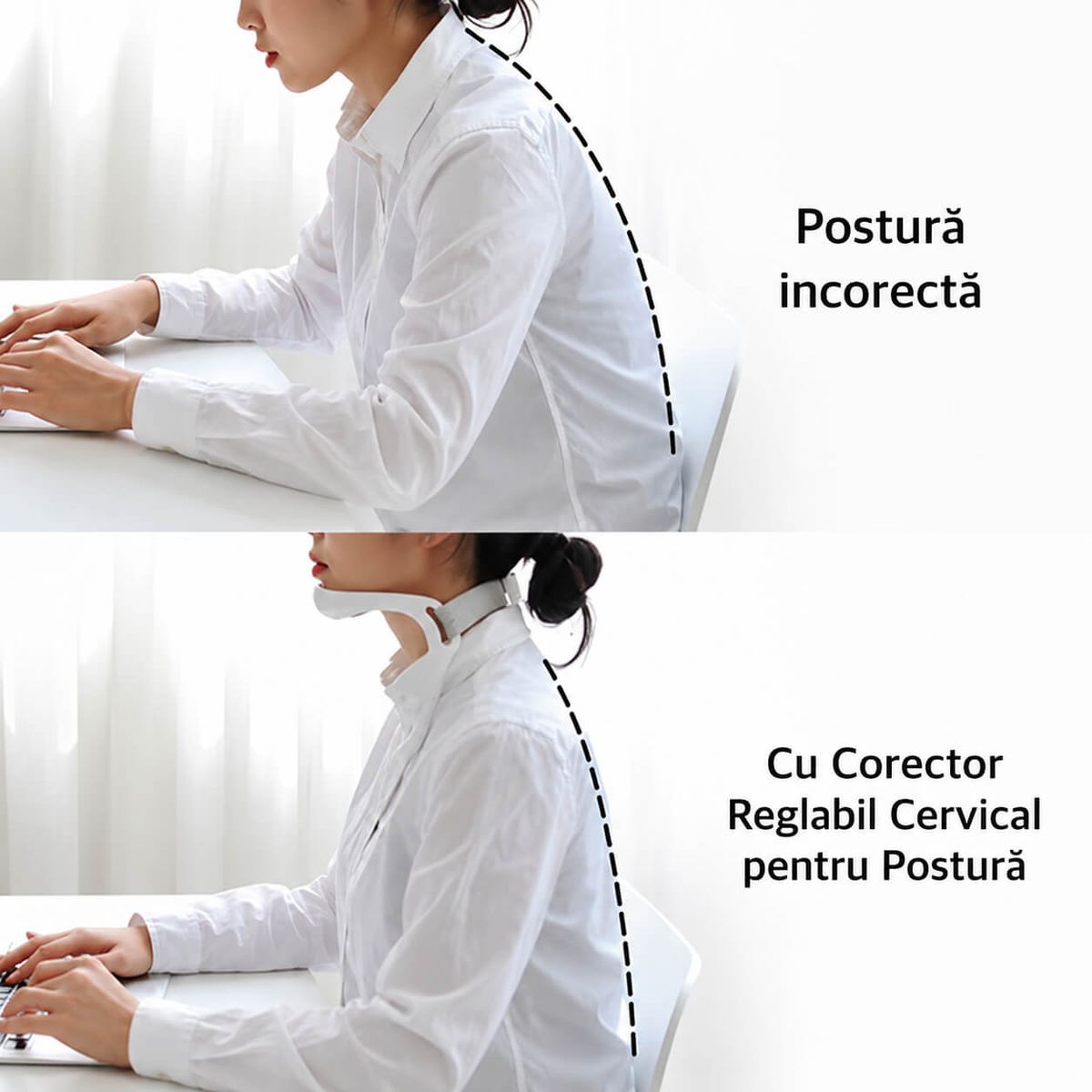 SUSȚINE POZIȚIONAREA CORECTĂ A GÂTULUI