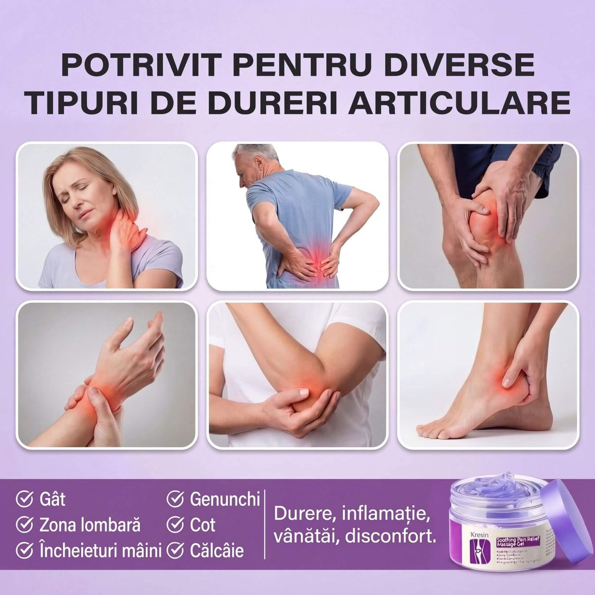 Gel Calmant pentru Genunchi, Spate, Maini 5