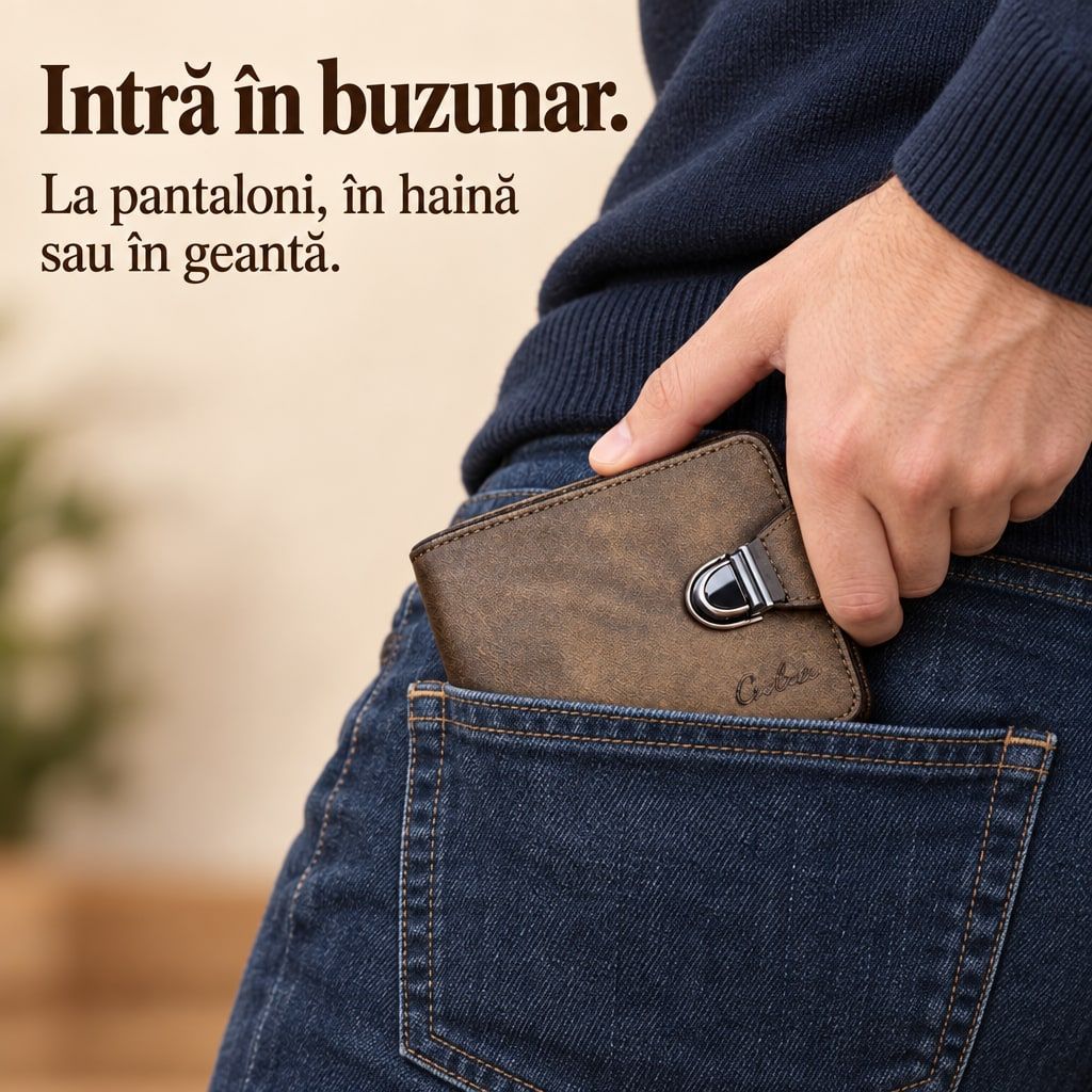 Portofel Barbatesc cu Design Business si Compartimentare Inteligenta 4