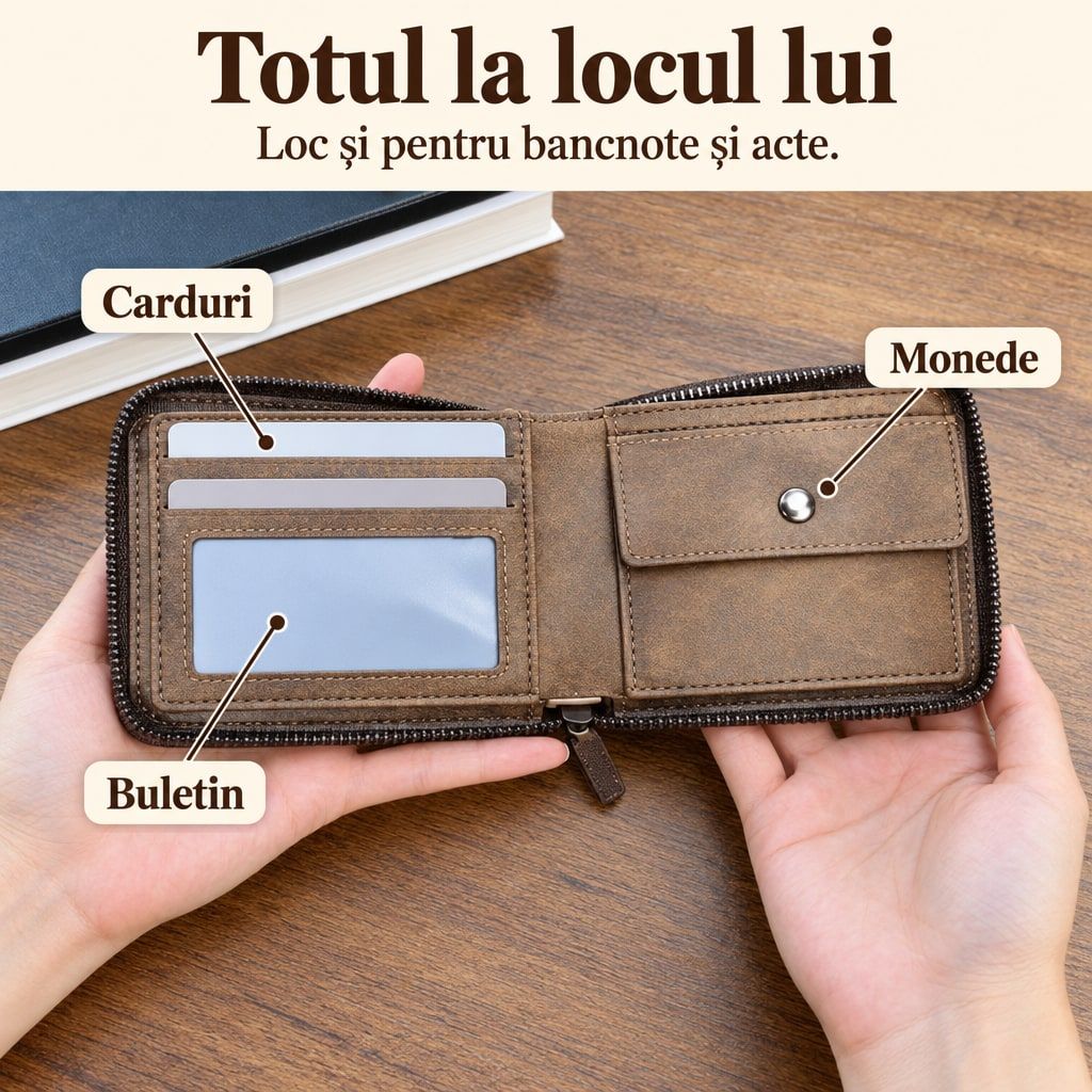 Portofel Barbatesc cu Design Business si Compartimentare Inteligenta 2