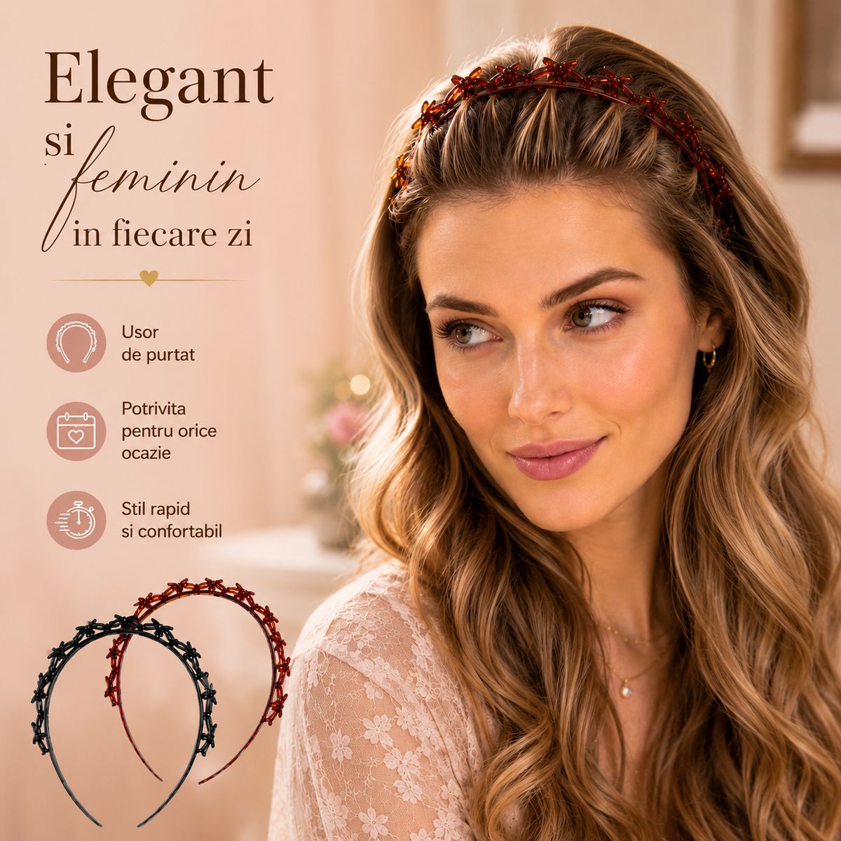 Set 2 Bentite Fashion cu Clips pentru Coafuri Rapide si Elegante 5