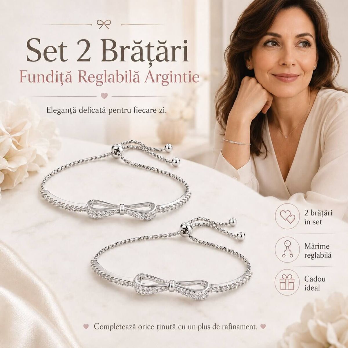 Set 2 Bratari Fundita Reglabila Argintie 3