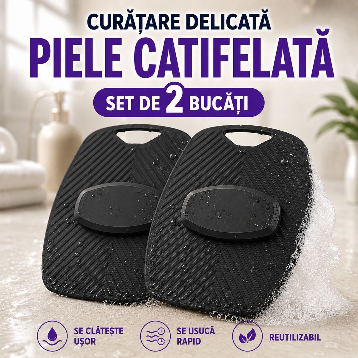 Set 2 Exfoliante Corporale din Silicon pentru Curatare Delicata si Piele Catifelata 2