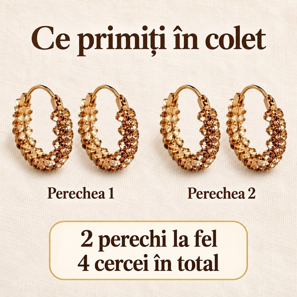 Set 2 Perechi Cercei Eleganti cu Cristale Stralucitoare 2