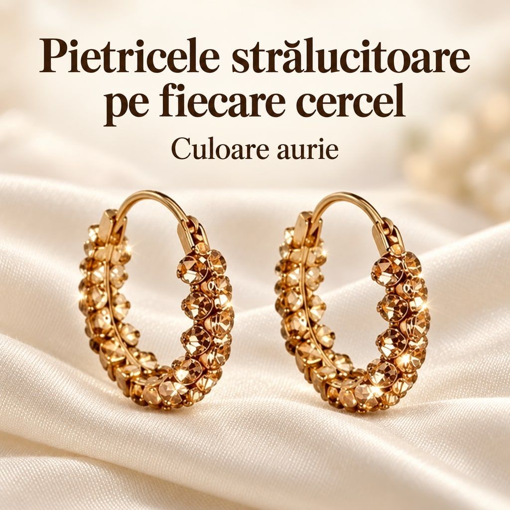 Set 2 Perechi Cercei Eleganti cu Cristale Stralucitoare 4