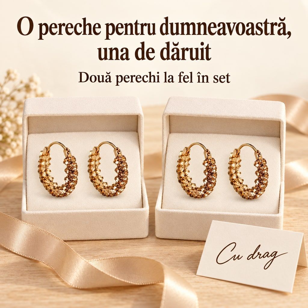 Set 2 Perechi Cercei Eleganti cu Cristale Stralucitoare 6
