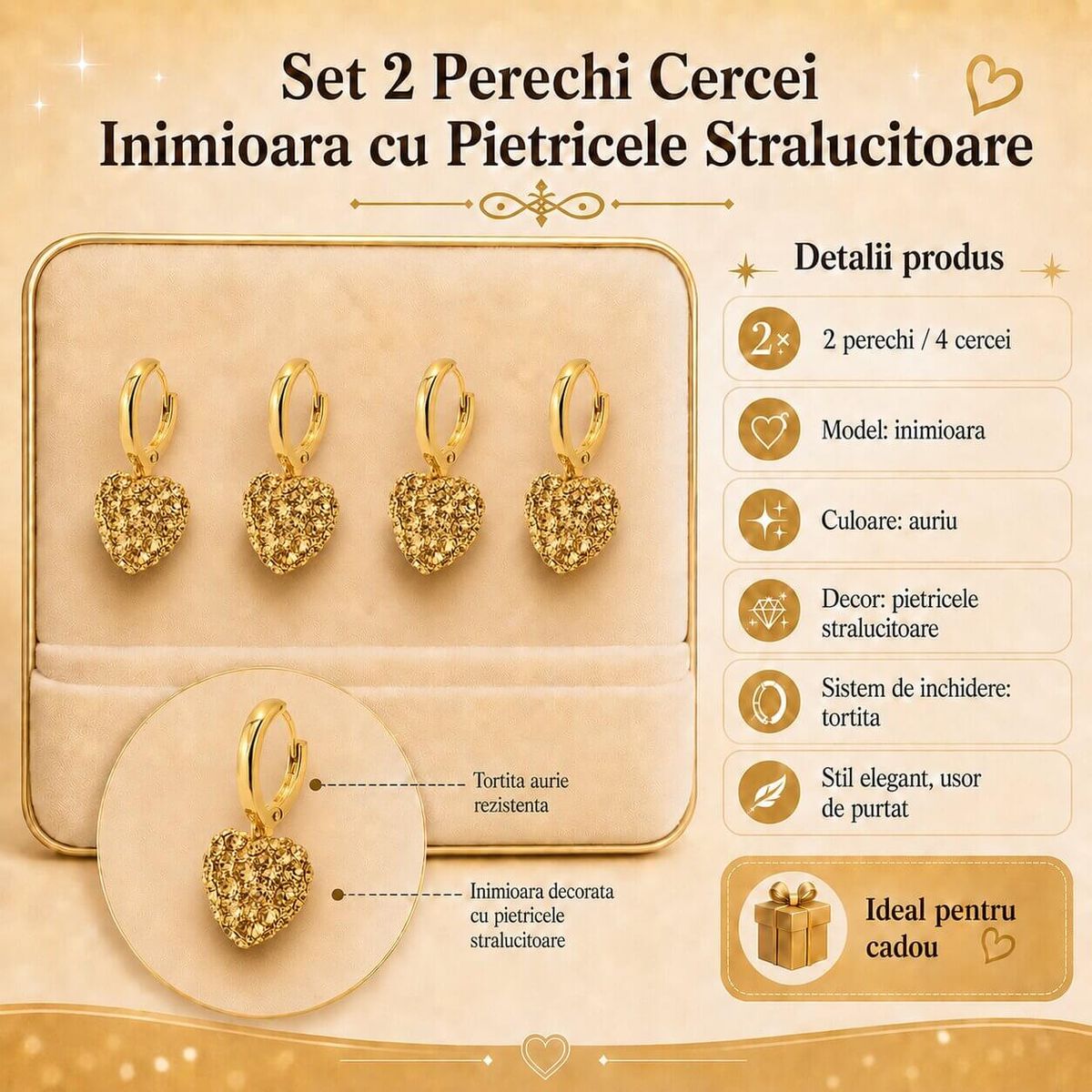 DESIGN FEMININ CU FORMĂ DE INIMIOARĂ