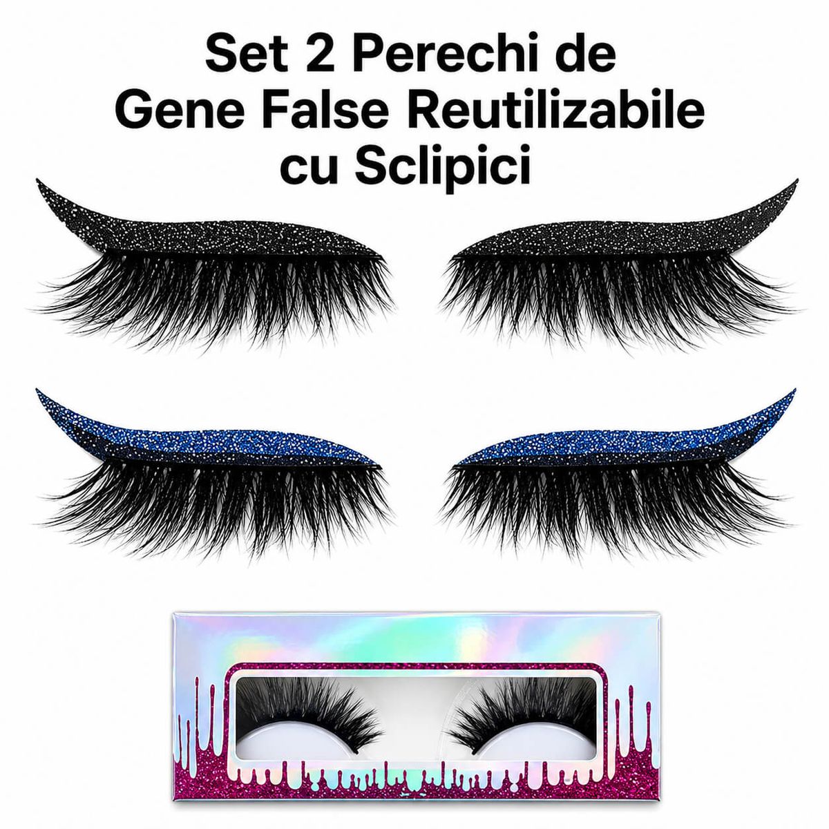 Set 2 Perechi de Gene False Reutilizabile cu Sclipici 2