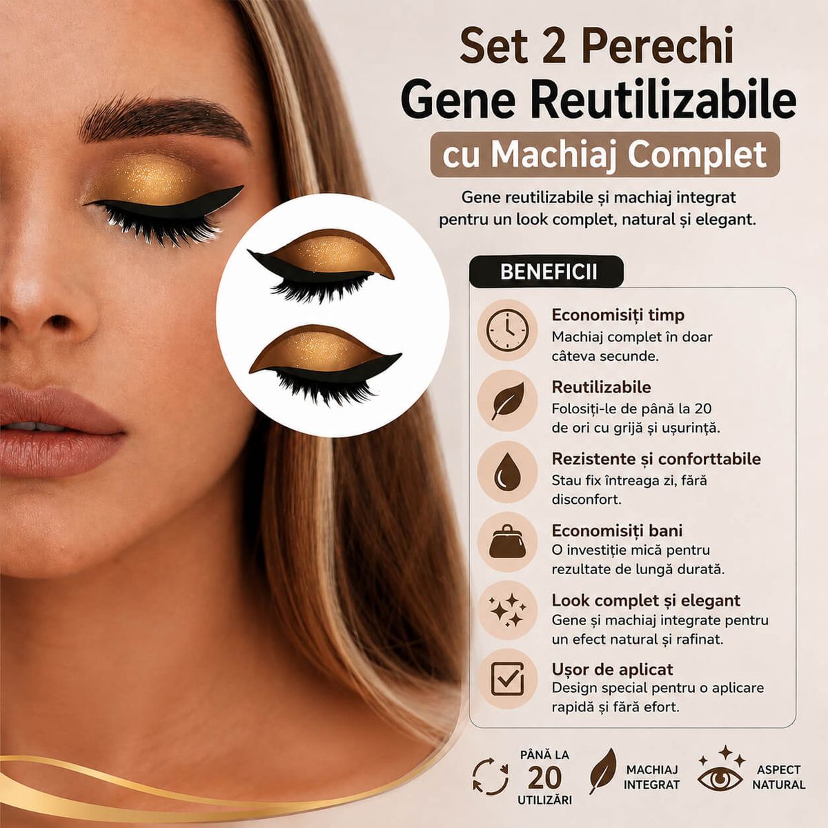 Set 2 Perechi Gene Reutilizabile cu Machiaj Complet 3